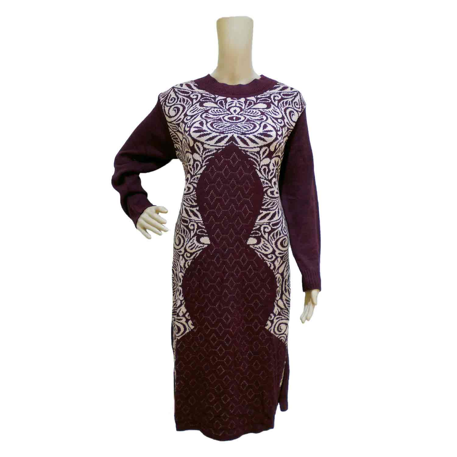 KURTI FULL SLEEVE BUTTONED LONG STRIKE SWEATER 2XL WINE